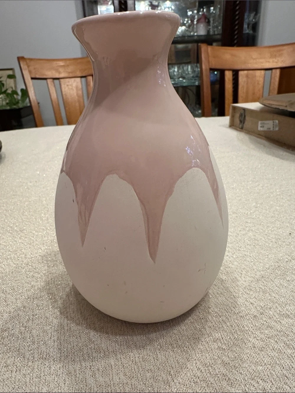 Isaac Mizrahi Blush Pink and White Ceramic Accent Vase
